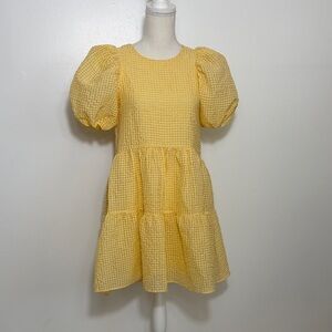 English Factory Yellow Puff Sleeve Dress XS